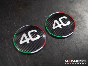 Alfa Romeo 4C Carbon Fiber Badge Cover Kit - Italian Stripe